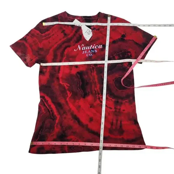 Nautica. Y2K, Reworked Tie-Dye T-Shirt w/ Geodes & Logo Graphic Print. Size M - Picture 6 of 7